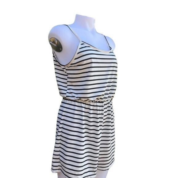 Romper Shorts Striped Black and White Swim suit Cover Casual Wear - Picture 2 of 8